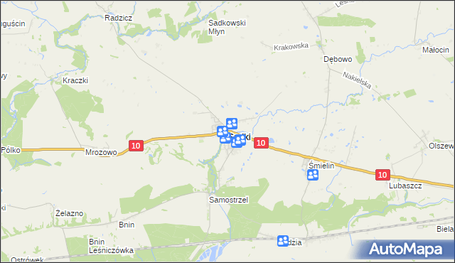 mapa Sadki powiat nakielski, Sadki powiat nakielski na mapie Targeo