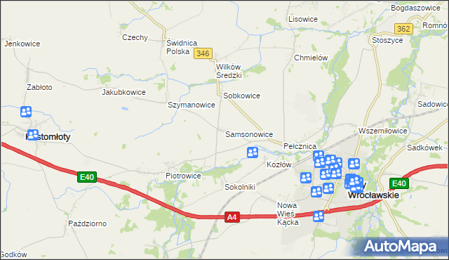 mapa Samsonowice, Samsonowice na mapie Targeo