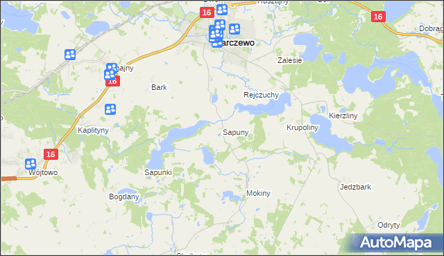 mapa Sapuny, Sapuny na mapie Targeo