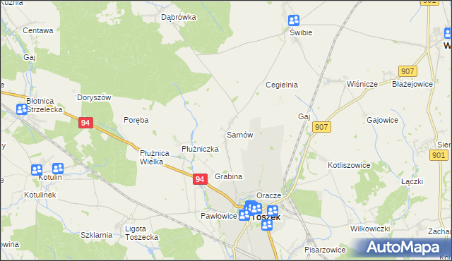 mapa Sarnów gmina Toszek, Sarnów gmina Toszek na mapie Targeo