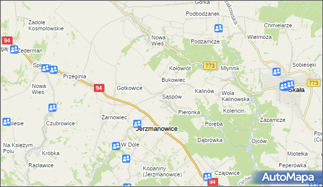 mapa Sąspów, Sąspów na mapie Targeo