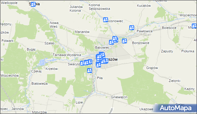 mapa Sędziszów, Sędziszów na mapie Targeo