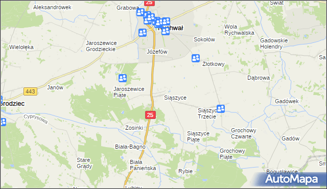 mapa Siąszyce, Siąszyce na mapie Targeo