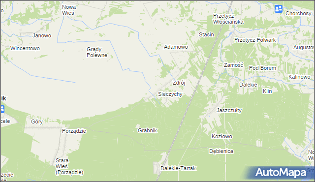 mapa Sieczychy, Sieczychy na mapie Targeo