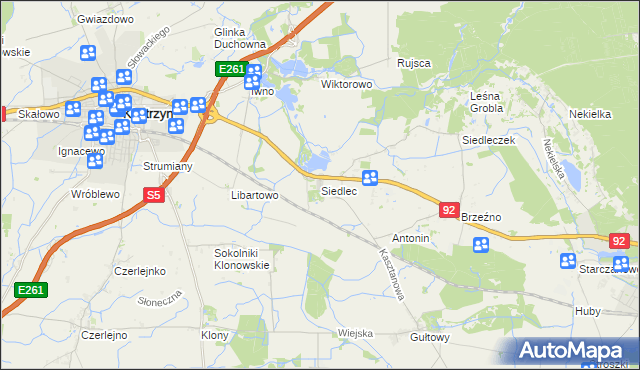 mapa Siedlec gmina Kostrzyn, Siedlec gmina Kostrzyn na mapie Targeo