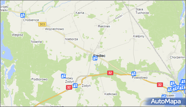 mapa Siedlec powiat wolsztyński, Siedlec powiat wolsztyński na mapie Targeo