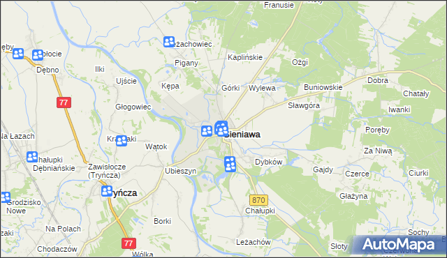 mapa Sieniawa powiat przeworski, Sieniawa powiat przeworski na mapie Targeo