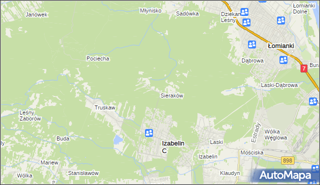 mapa Sieraków gmina Izabelin, Sieraków gmina Izabelin na mapie Targeo
