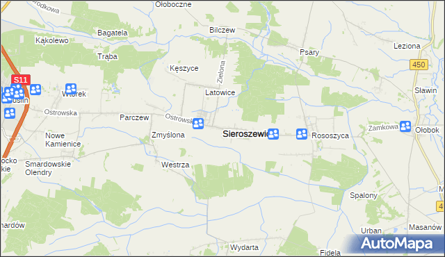 mapa Sieroszewice, Sieroszewice na mapie Targeo