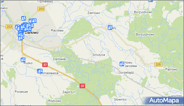 mapa Sińczyca, Sińczyca na mapie Targeo