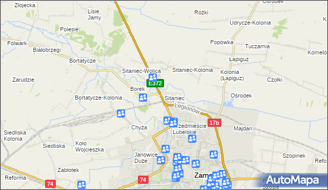 mapa Sitaniec, Sitaniec na mapie Targeo