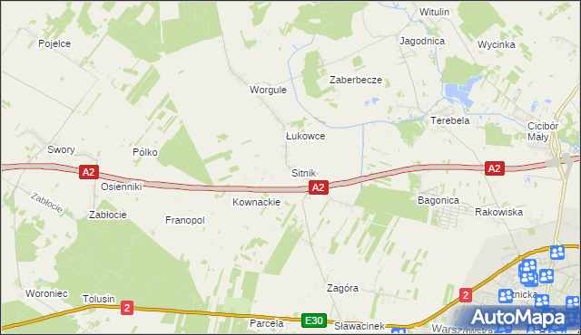 mapa Sitnik gmina Biała Podlaska, Sitnik gmina Biała Podlaska na mapie Targeo