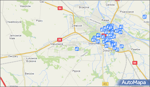 mapa Skarbimierz-Osiedle, Skarbimierz-Osiedle na mapie Targeo