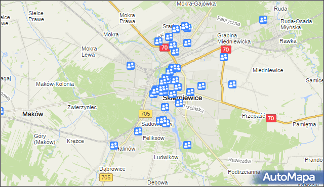 mapa Skierniewic, Skierniewice na mapie Targeo