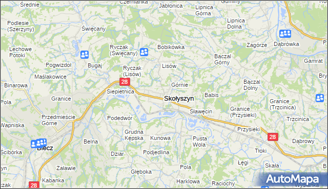 mapa Skołyszyn, Skołyszyn na mapie Targeo