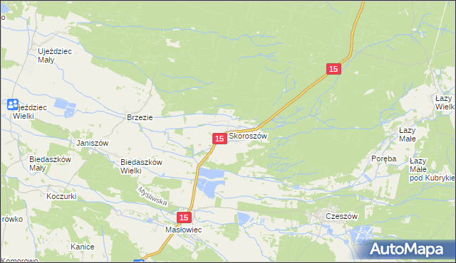 mapa Skoroszów gmina Trzebnica, Skoroszów gmina Trzebnica na mapie Targeo