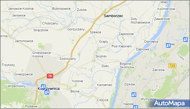mapa Skotniki gmina Samborzec, Skotniki gmina Samborzec na mapie Targeo