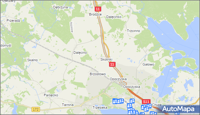 mapa Skotniki gmina Szczecinek, Skotniki gmina Szczecinek na mapie Targeo