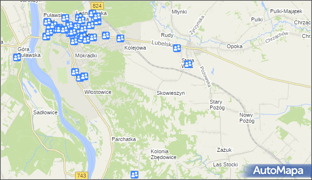 mapa Skowieszyn, Skowieszyn na mapie Targeo