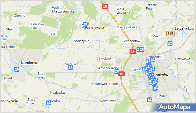 mapa Skrobów, Skrobów na mapie Targeo