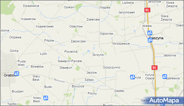 mapa Skrzynki gmina Daszyna, Skrzynki gmina Daszyna na mapie Targeo