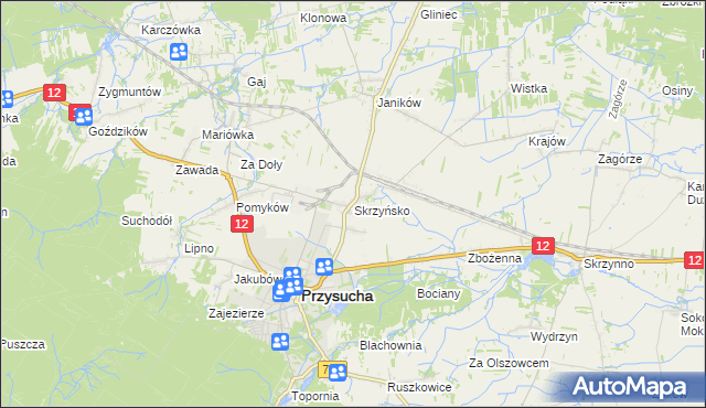 mapa Skrzyńsko, Skrzyńsko na mapie Targeo