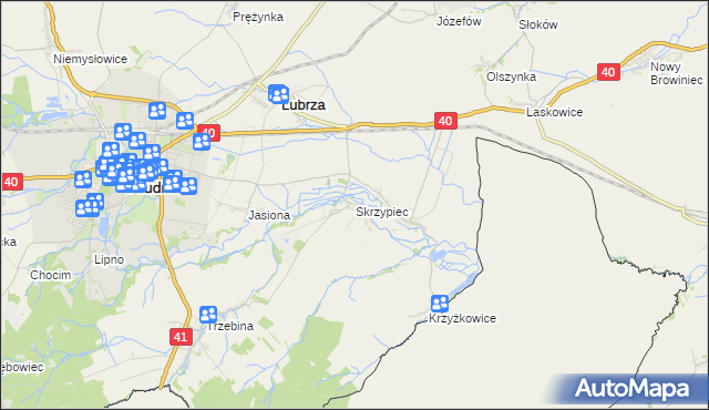 mapa Skrzypiec gmina Lubrza, Skrzypiec gmina Lubrza na mapie Targeo