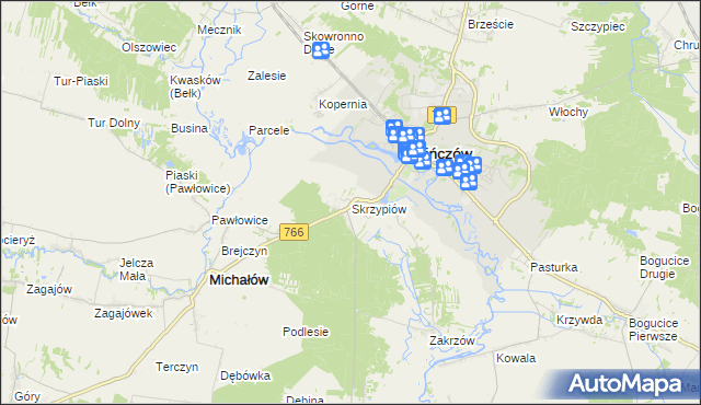 mapa Skrzypiów, Skrzypiów na mapie Targeo