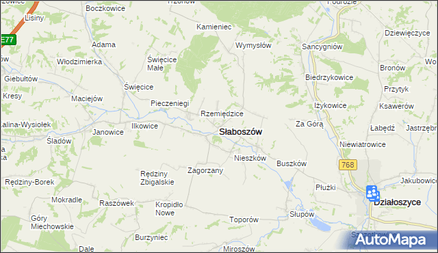 mapa Słaboszów, Słaboszów na mapie Targeo