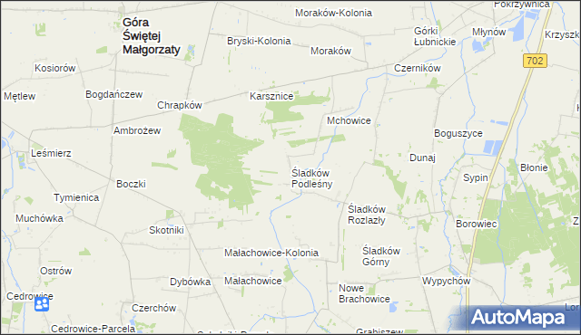 mapa Śladków Podleśny, Śladków Podleśny na mapie Targeo