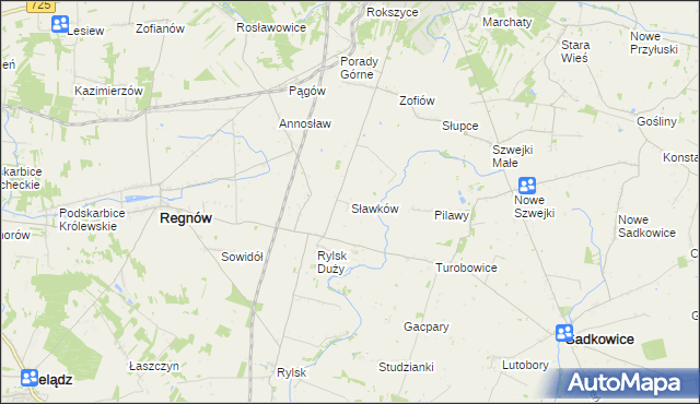 mapa Sławków gmina Regnów, Sławków gmina Regnów na mapie Targeo