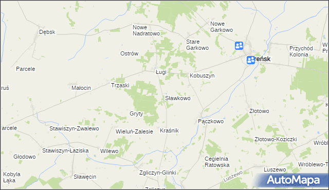 mapa Sławkowo gmina Szreńsk, Sławkowo gmina Szreńsk na mapie Targeo