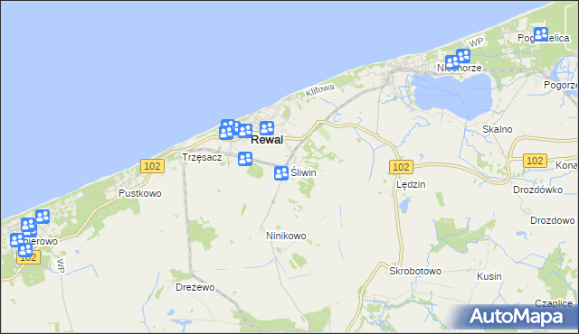 mapa Śliwin, Śliwin na mapie Targeo