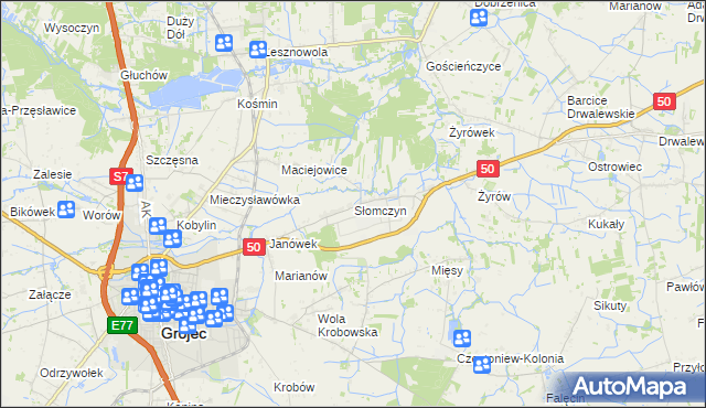 mapa Słomczyn gmina Grójec, Słomczyn gmina Grójec na mapie Targeo
