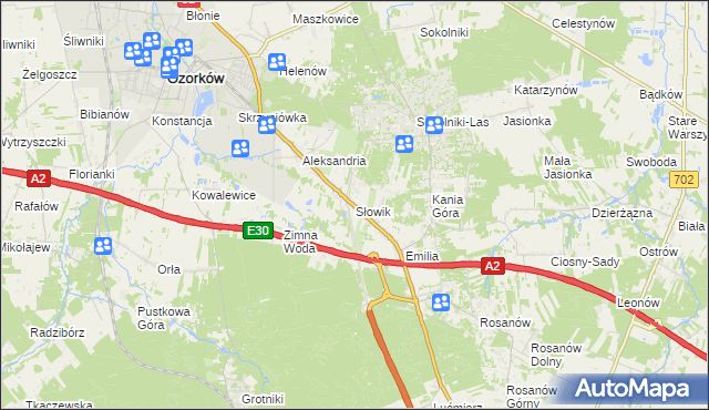 mapa Słowik gmina Zgierz, Słowik gmina Zgierz na mapie Targeo