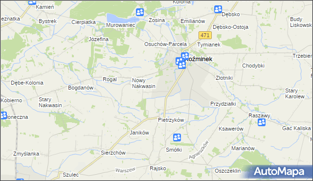 mapa Słowiki gmina Koźminek, Słowiki gmina Koźminek na mapie Targeo