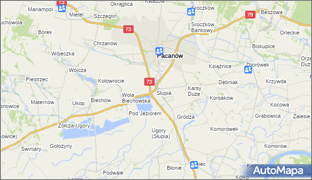 mapa Słupia gmina Pacanów, Słupia gmina Pacanów na mapie Targeo