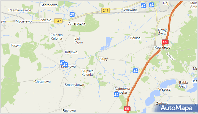 mapa Słupy gmina Szubin, Słupy gmina Szubin na mapie Targeo