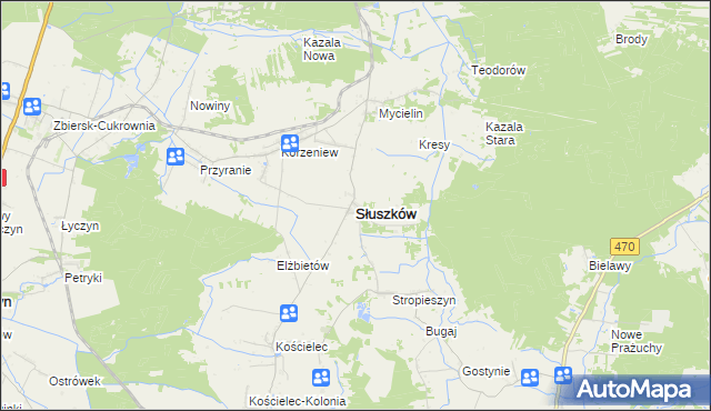 mapa Słuszków, Słuszków na mapie Targeo