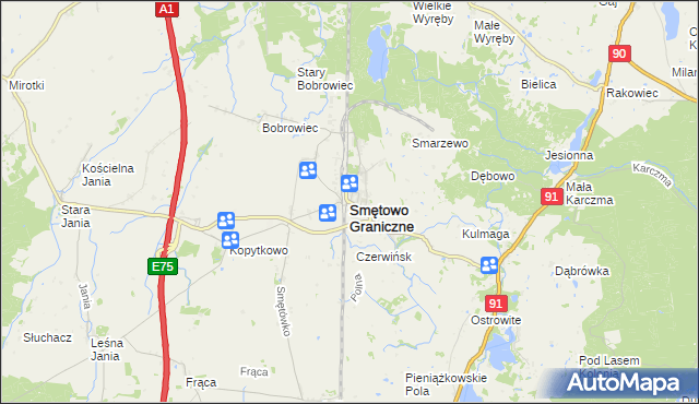 mapa Smętowo Graniczne, Smętowo Graniczne na mapie Targeo