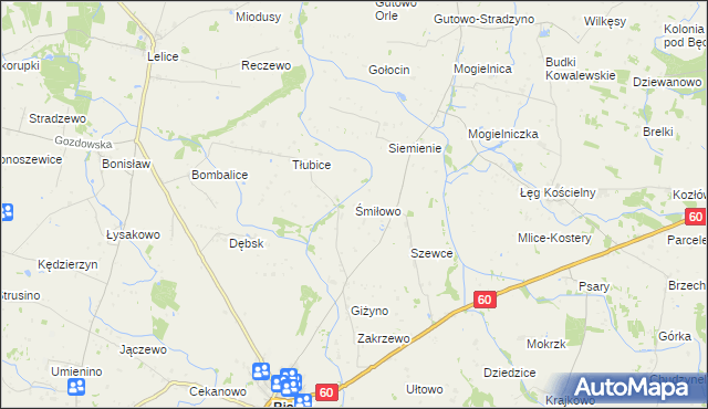 mapa Śmiłowo gmina Bielsk, Śmiłowo gmina Bielsk na mapie Targeo