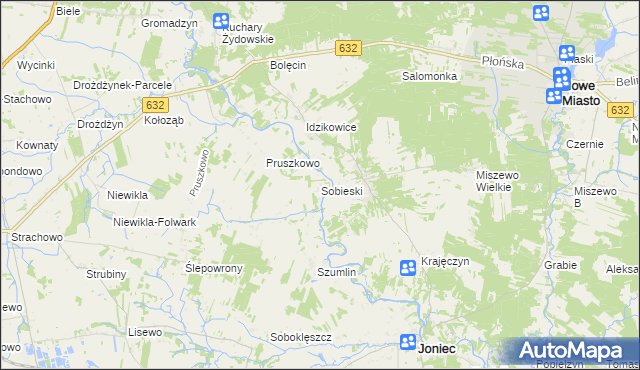 mapa Sobieski gmina Joniec, Sobieski gmina Joniec na mapie Targeo