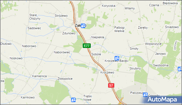 mapa Sobole gmina Załuski, Sobole gmina Załuski na mapie Targeo