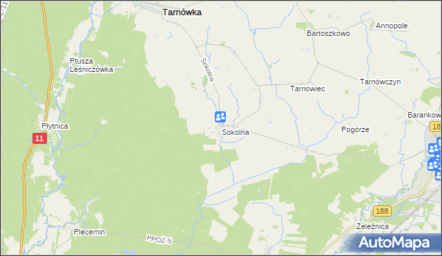 mapa Sokolna, Sokolna na mapie Targeo