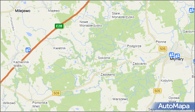 mapa Sokolnik gmina Młynary, Sokolnik gmina Młynary na mapie Targeo