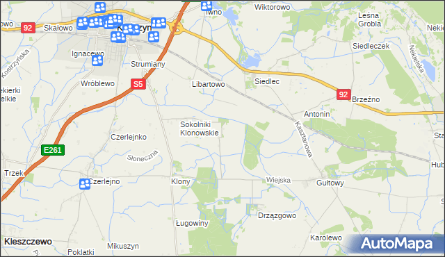 mapa Sokolniki Drzązgowskie, Sokolniki Drzązgowskie na mapie Targeo