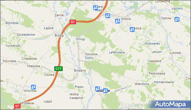 mapa Sokołów Górny, Sokołów Górny na mapie Targeo