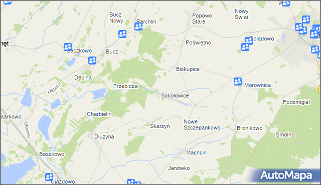 mapa Sokołowice gmina Przemęt, Sokołowice gmina Przemęt na mapie Targeo
