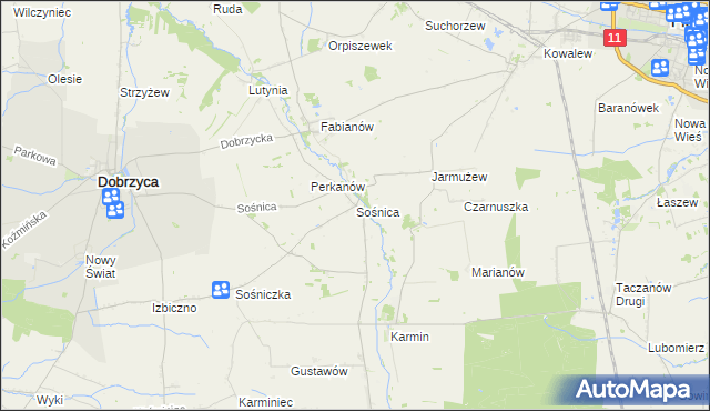 mapa Sośnica gmina Dobrzyca, Sośnica gmina Dobrzyca na mapie Targeo