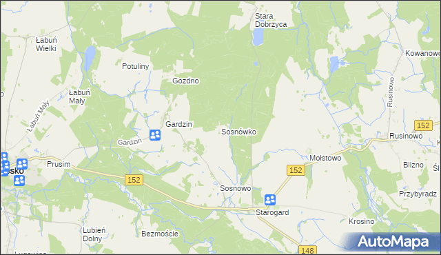 mapa Sosnówko gmina Resko, Sosnówko gmina Resko na mapie Targeo